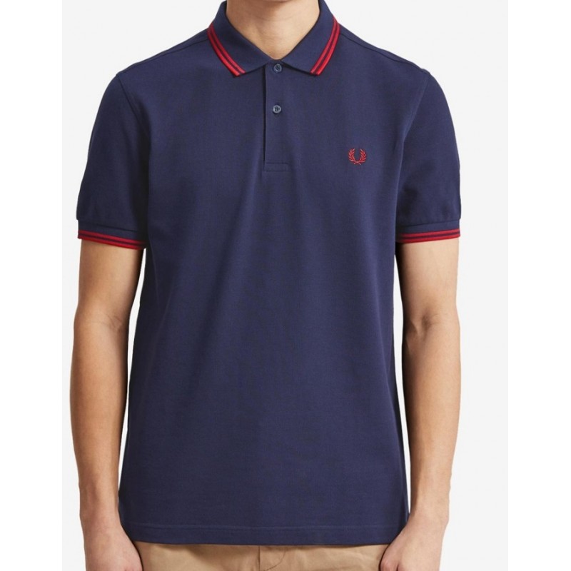 Polo Fred Perry Bleu marine et rouge